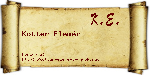 Kotter Elemér névjegykártya
